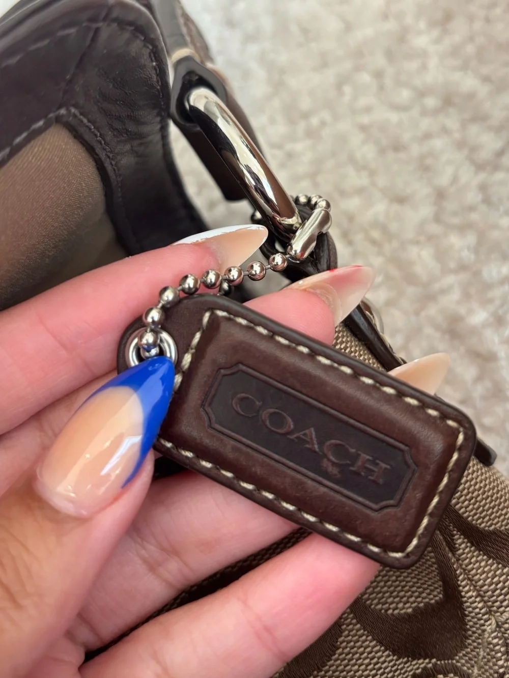 Vintage Coach Brown Chelsea Signature Canvas Shoulder Bag with Braided Strap